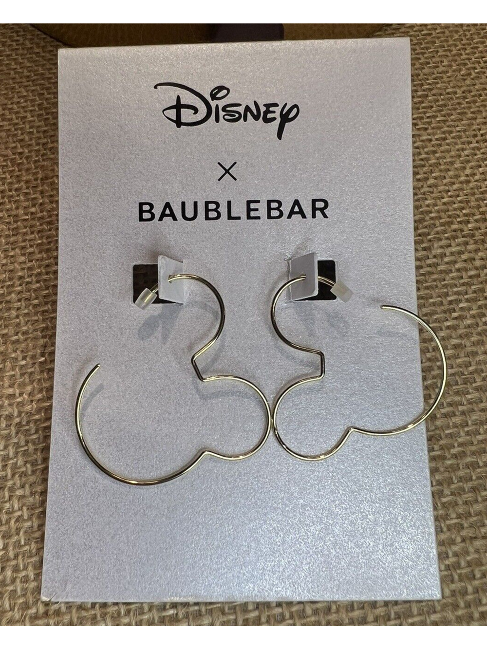 Disney Baublebar MICKEY MOUSE Gold Tone Hoop Earrings- Brand New